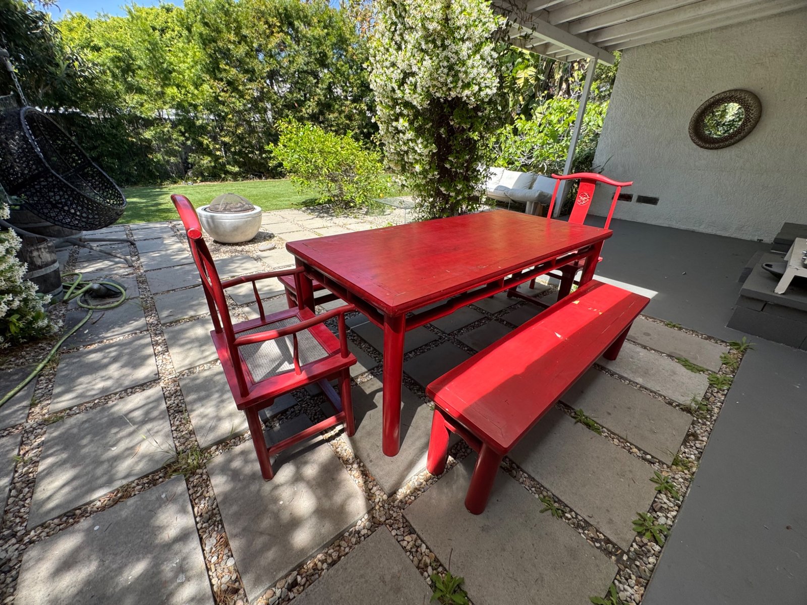 Red patio set